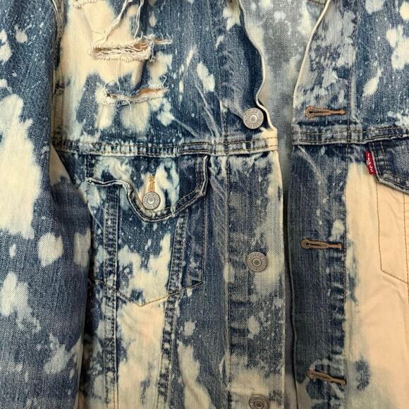 Levi’s y2k 90’s style distressed torn bleached destroyed denim jacket L large - Picture 10 of 13